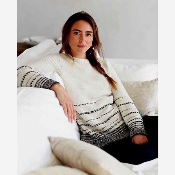 J Jill Wool Sweater LP Cozy Textured Stripe Oatmeal Minimalist Quiet Luxury Boho - Picture 1 of 11